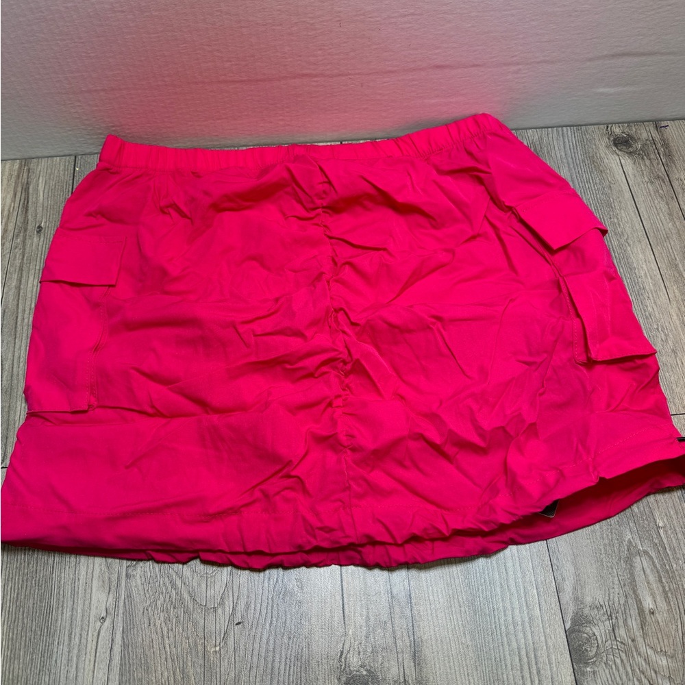 New In Packing Women's High-Rise Cargo Mini Skirt Hot Pink Rose Size XL
